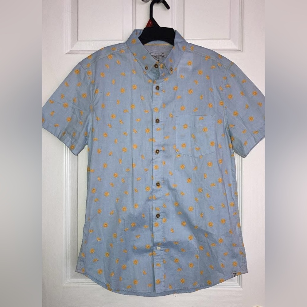 Sovereign Code Sky Blue Shirt with Mustard Floral Design